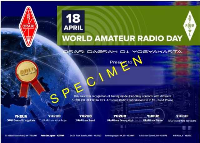 Gold AWARD - World Amateur Radio Day Award 2022 ORDA DIY