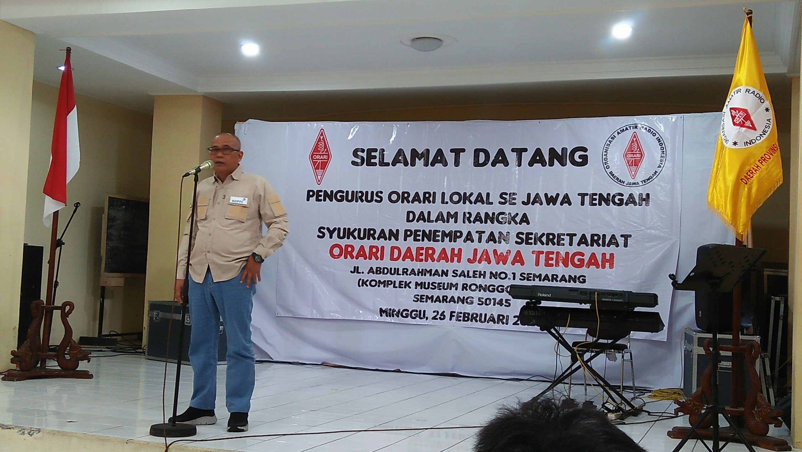 Ka. Balmon DIY menyampaikan sambutan dalam syukuran sekretariat ORARI Daerah Jawa Tengah