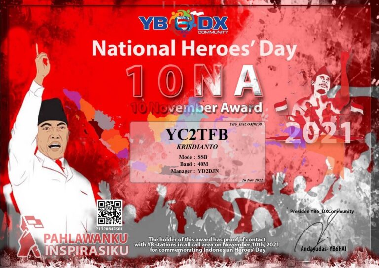 Award 10NA 2021 adalah Award dari YB6_DX Community