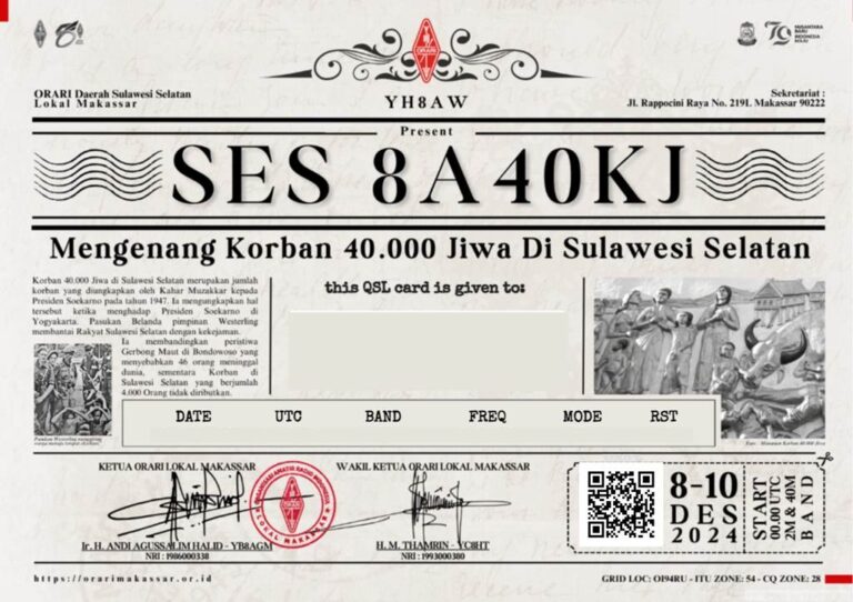 ORARI Lokal Makassar Gelar SES 8A40KJ untuk Kenang Korban 40.000 Jiwa