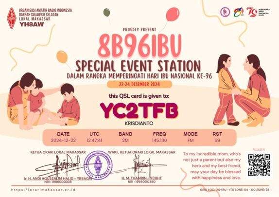 MyQSL-YC2TFB SES 8B96IBU Hari Ibu Nasional ORARI Lokal Makasar