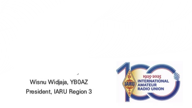 President of IARU Region 3 On the Occasion of the 100th Anniversary of IARU
