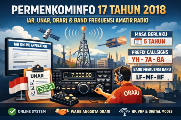 Permenkominfo 17 Tahun 2018: Aturan Baru IAR, UNAR, ORARI, dan Band Frekuensi Amatir Radio menetapkan pembaruan penting dalam kegiatan radio amatir