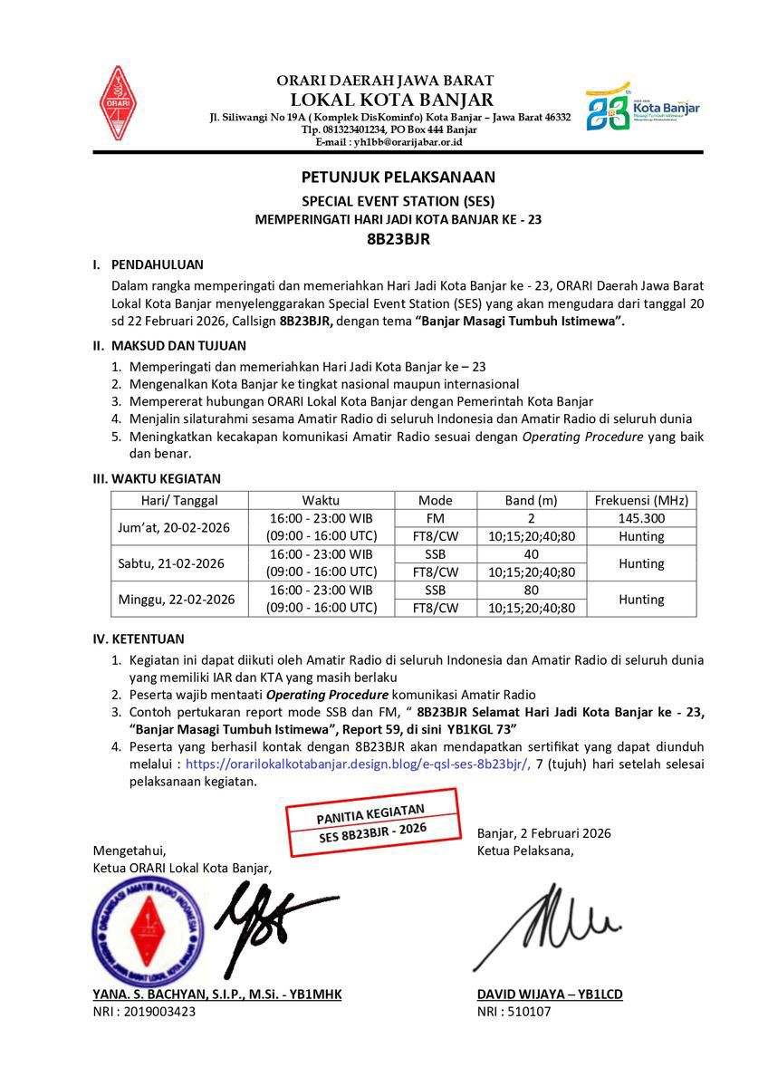 Juklak SES 8B23BJR 23th Anniversary of Banjar City