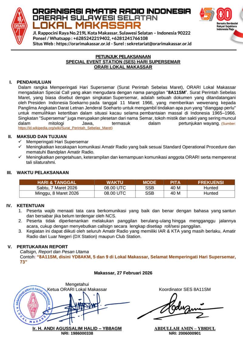 Petunjuk Pelaksanaan SES 8A11SM Hari Supersemar