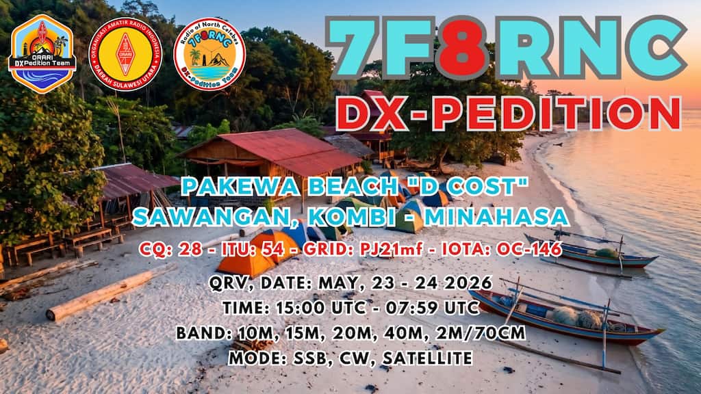 7F8RNC akan aktif dari Sulawesi OC-146, Tim Radio of North Celebes DXpedition Siap QRV di HF dan Satelit.