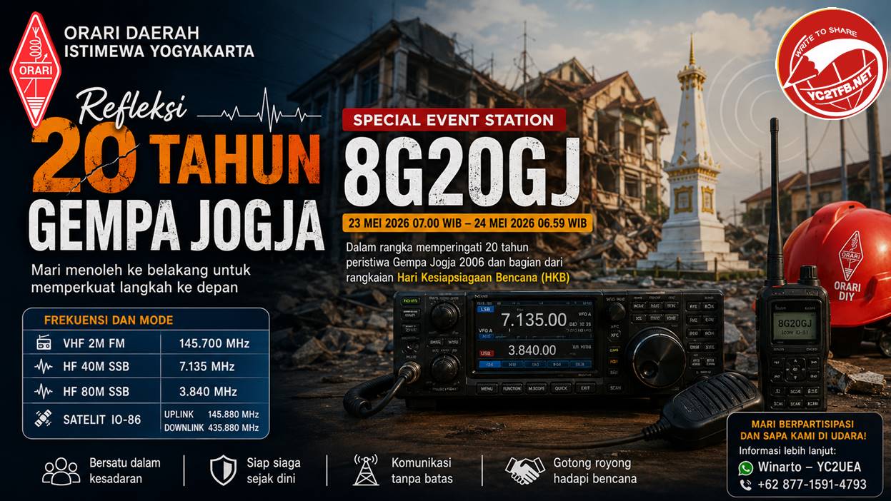 Special Event Station (SES) 8G20GJ 20 tahun Gempa Jogja -ORARI DIY