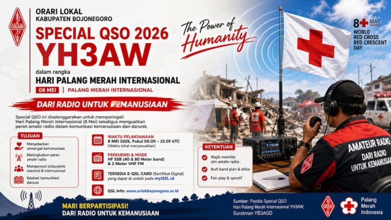 Special QSO 2026 YH3AW ORARI Lokal Bojonegoro dalam rangka Hari Palang Merah Internasional 8 Mei, 2026