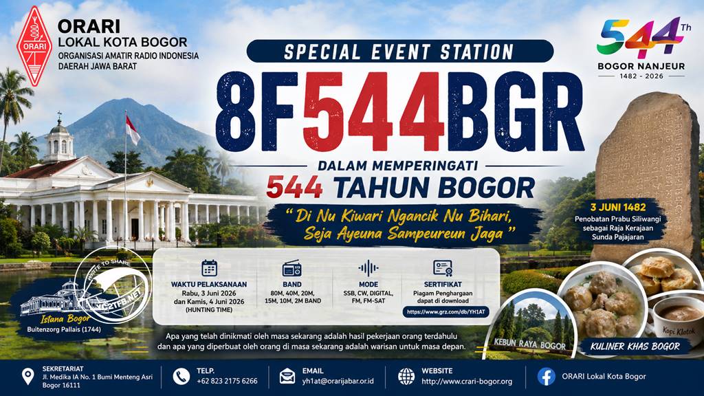 HUT Kota Bogor Ke-544 SES 8F544BGR ORARI Lokal Kota Bogor