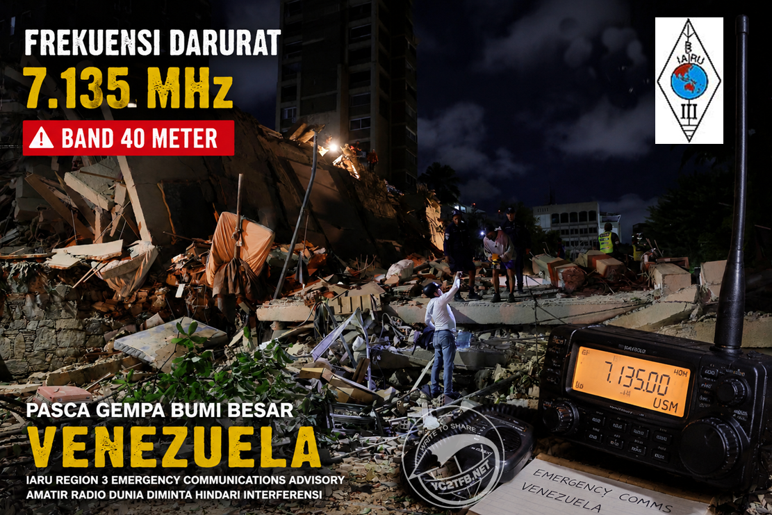 IARU Region 3 menetapkan 7.135 MHz sebagai frekuensi darurat pasca gempa besar Venezuela