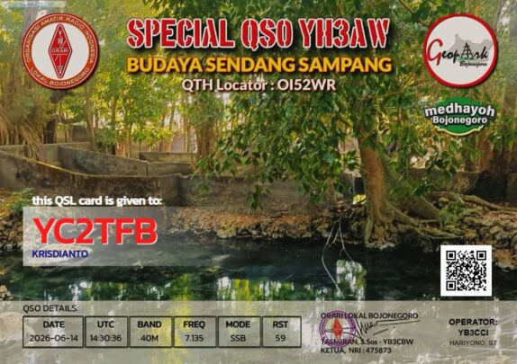 MyQSL-YC2TFB-40m-SSB-ORARI Bojonegoro YH3AW Special QSO Budaya Sendang Sampang 2026